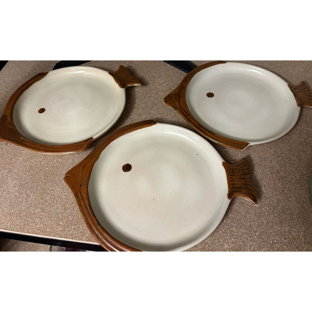 Folk Art Ceramic Fish Plates 12” Pottery Signed Handmade Mexico (3)Noe Suro